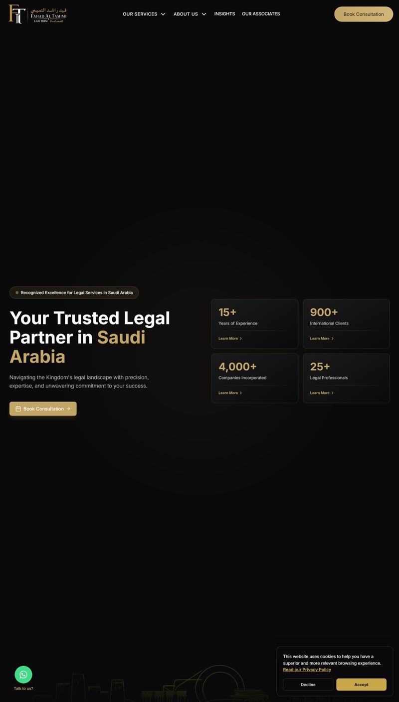 Fahad Al Tamimi Law Firm website designed by Winsetinfo